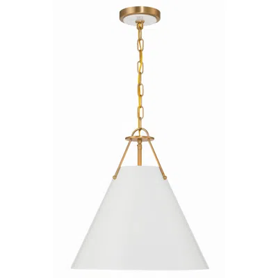 Crystorama Xavier 16" Wide Vibrant Gold Cone Pendant Light In White