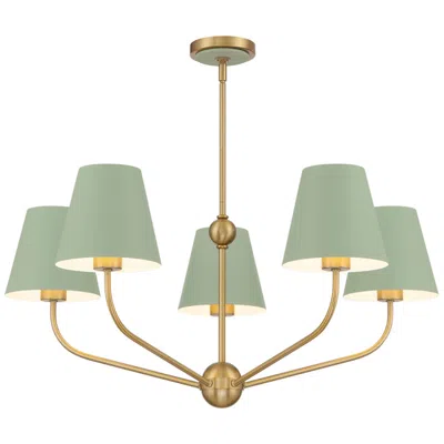 Crystorama Xavier 28'' Vibrant Gold + Green Chandelier