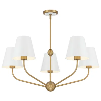 Crystorama Xavier 28" Wide Vibrant Gold And White 5-light Chandelier In Multi