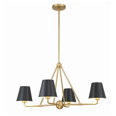 Crystorama Xavier 31 3/4"w Vibrant Gold 4-light Chandelier In Black