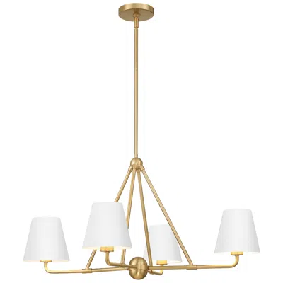 Crystorama Xavier 4 Light Vibrant Gold + White Chandelier In Multi