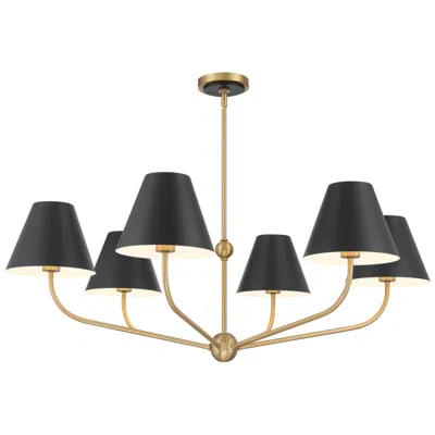 Crystorama Xavier 40'' Vibrant Gold + Black Chandelier
