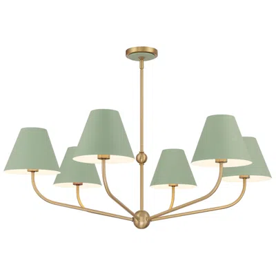 Crystorama Xavier 40'' Vibrant Gold + Green Chandelier