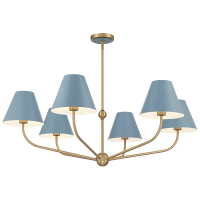 Crystorama Xavier 40" Wide Vibrant Gold And Blue 6-light Chandelier