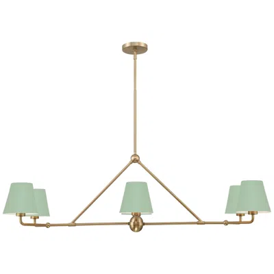 Crystorama Xavier 46'' Vibrant Gold + Green Linear Chandelier