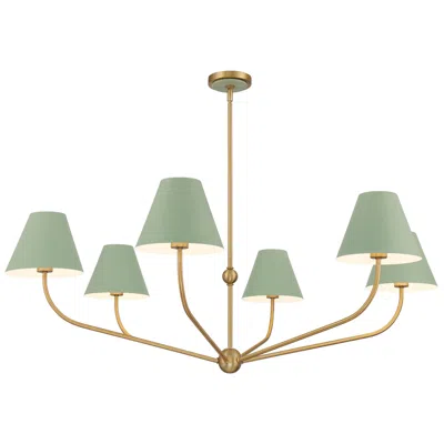 Crystorama Xavier 48" Wide Vibrant Gold And Green 6-light Chandelier