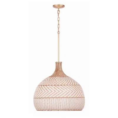 Crystorama Zanzibar 21"w Soft Gold And Rattan Pendant Light In Pink