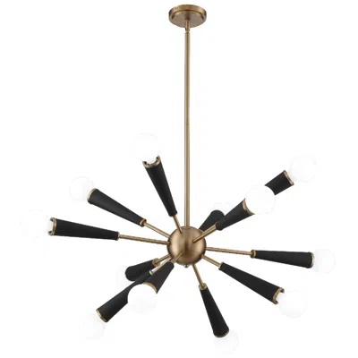 Crystorama Zodiac 34" Aged Brass 12-light Modern Sputnik Chandelier In Black