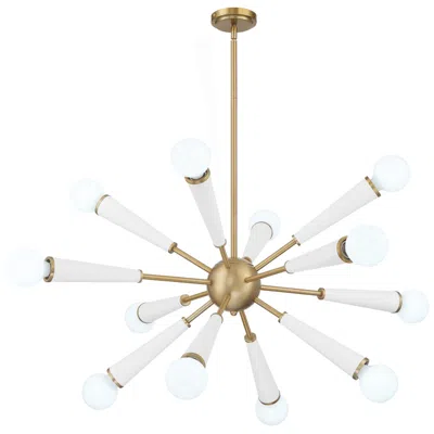 Crystorama Zodiac 34'' Aged Brass + Matte White Chandelier In Multi