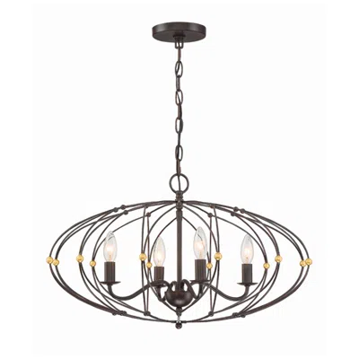 Crystorama Zucca 24 1/2"w English Bronze 4-light Chandelier In Black