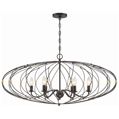 Crystorama Zucca 38 1/4"w English Bronze 6-light Chandelier In Black