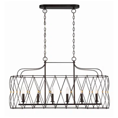 Crystorama Zucca 42 1/2" Wide English Bronze 6-light Linear Chandelier In Black