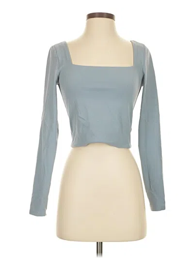 Pre-owned Crz Yoga Long Sleeve Top Blue Square Neckline Tops