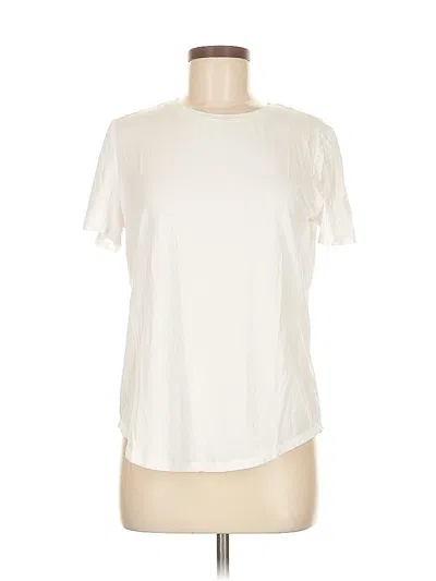 Pre-owned Crz Yoga Short Sleeve Top Ivory Crew Neck Tops In White