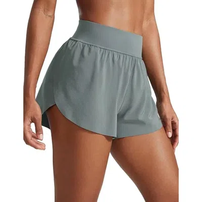 Crz Yoga Women's  Running Shorts Gray Sage Mesh Lined High Waisted Ddr2850