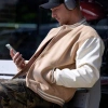 Csg Mens  Rally Varsity Jacket In White/hemp