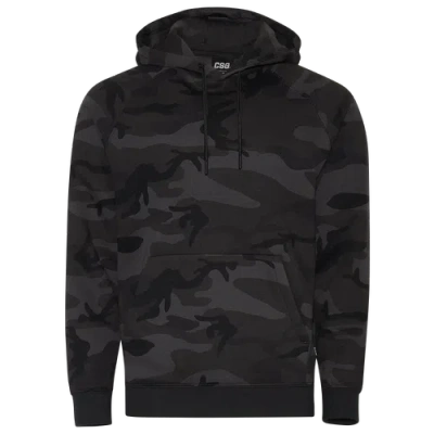 Csg Fleece Pullover Hoodie In Black Camo/gray