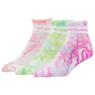 Csg Womens  Varsity Stripe Tie Dye 3 Pack Anklet In Pink/green/orange