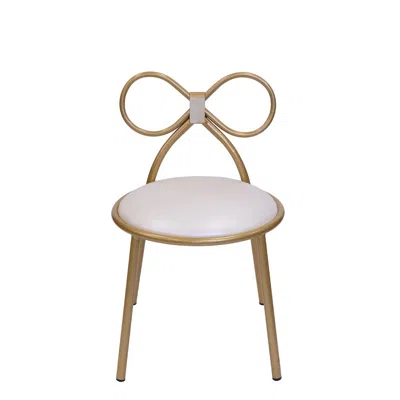 Csp Set Of 1 Metal Kids Bow Chair With Gold Vinyl Seat Cushion