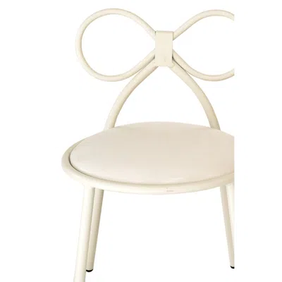 Csp Set Of 4 Metal Kids Bow Chair With White Vinyl Seat Cushion