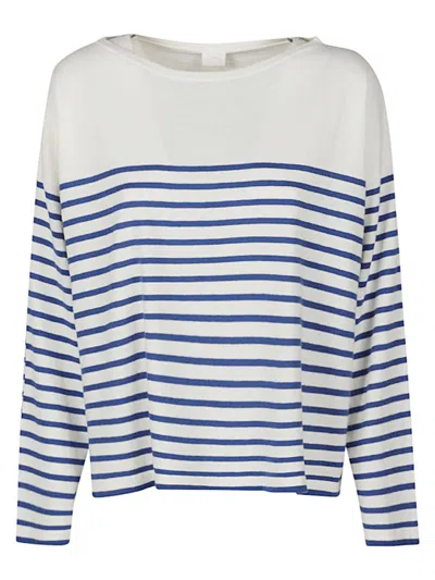 CT PLAGE WOMEN BLUE STRIPED PATTERN PULLOVER, L LUXURY SWEATERS & KNITWEAR FOR WOMEN DARVEYS