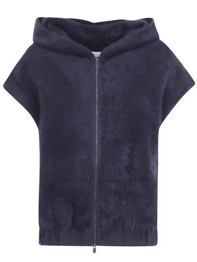 Ct Plage C. T. Plage Hooded Sleeveless Cardigan Ladies Hood Sleeveless Cardigan In Blue