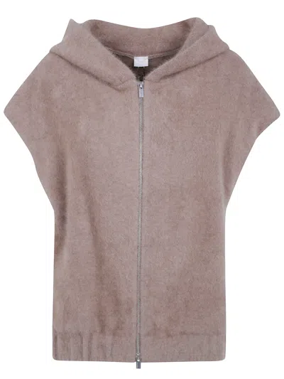 Ct Plage C. T. Plage Sleeveless Hooded Cardigan In Brown