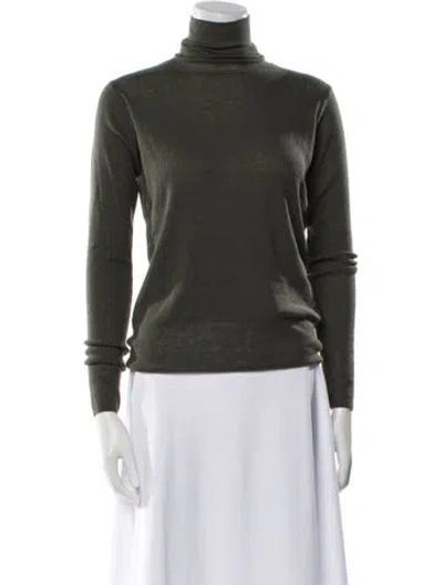 Pre-owned Ct Plage Cashmere Turtleneck Sweater In Green