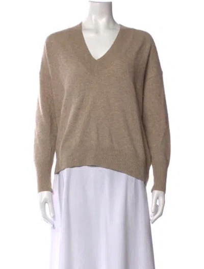 Pre-owned Ct Plage Cashmere V-neck Sweater In Neutrals
