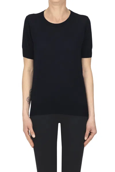 Ct Plage Cotton And Silk Knit T-shirt In Blue