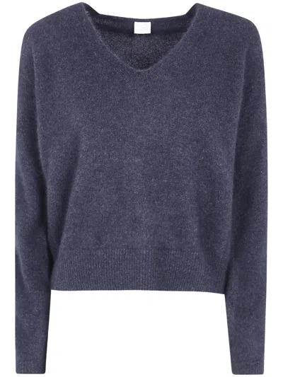 Ct Plage Cropped Ribbed V-neck Knit Sweater In Grey