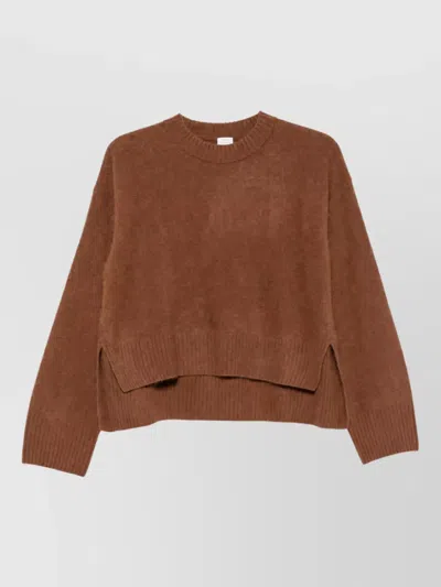 Ct Plage Ribbed-trim Wool Crewneck Sweater In Brown