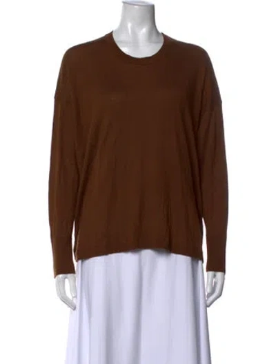 Pre-owned Ct Plage Silk Crew Neck Top In Brown