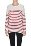 Ct Plage Striped Linen Pullover In Cherry Pink