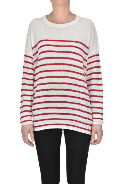 Ct Plage Striped Linen Pullover In Neutral