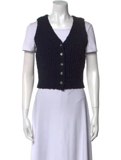 Pre-owned Ct Plage V-neck Sweater In Blue