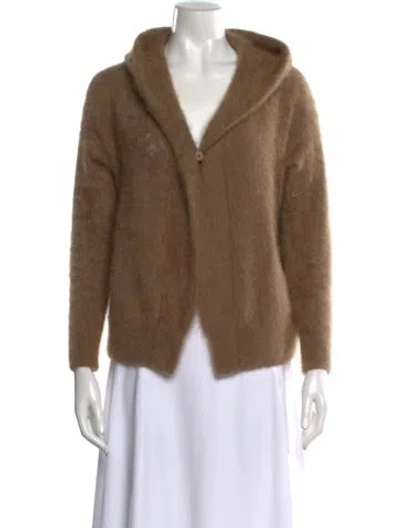 Pre-owned Ct Plage Wool Open Front Sweater In Brown