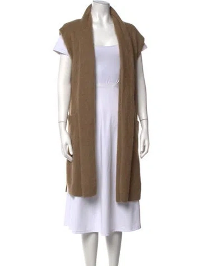 Pre-owned Ct Plage Wool Open Front Sweater In Brown