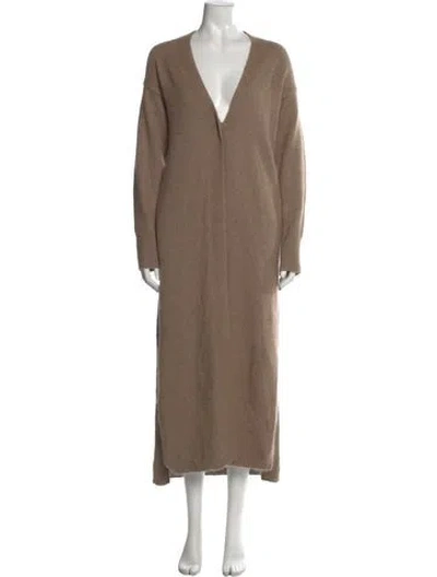 Pre-owned Ct Plage Wool V-neck Sweater In Brown