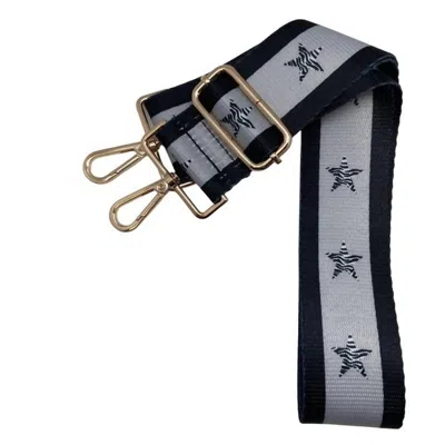 Cthru Women's Adjustable Crossbody Bag Purse Guitar Strap In Black Grey Stars And Stripes In Multi