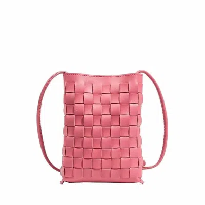 Cthru Women's Woven Vegan Leather Kylie Crossbody Bag In Barbiecore Pink In Multi