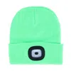 Ctm Adult Led Headlight Winter Beanie Hat In Green