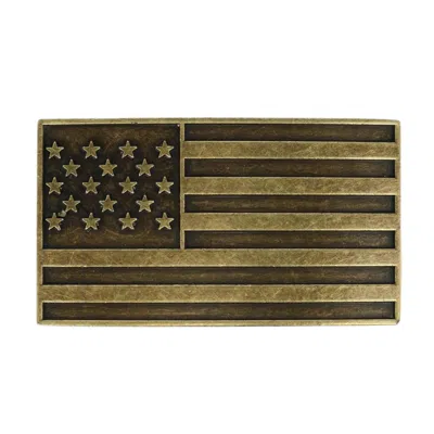 Ctm American Flag Bronze Belt Buckle In Gold