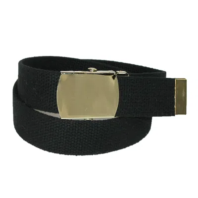 Ctm Big & Tall Cotton Adjustable Belt With Brass Buckle In Black