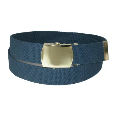 Ctm Big & Tall Cotton Adjustable Belt With Brass Buckle In Blue