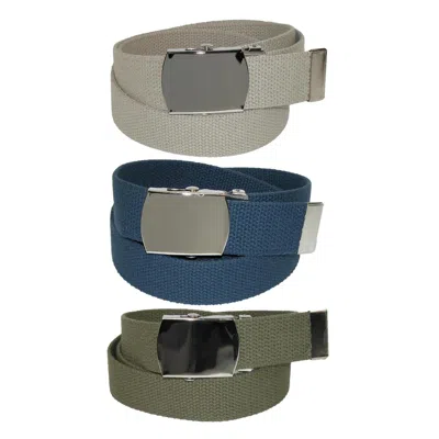 Ctm Big & Tall Cotton Belt With Nickel Buckle (pack Of 3 Colors) In Green