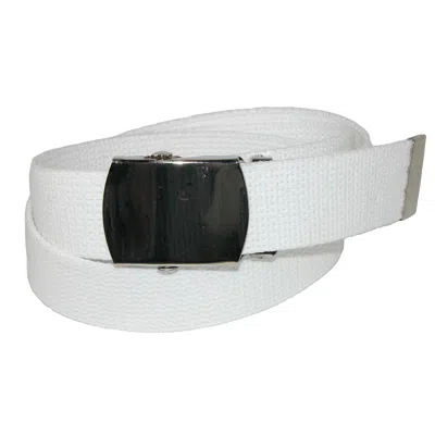 Ctm Big & Tall Cotton Belt With Nickel Finish Buckle (pack Of 3) In White