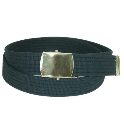 Ctm Big & Tall Ribbed Fabric Belt With Brass Tone Buckle In Black
