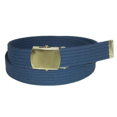 Ctm Big & Tall Ribbed Fabric Belt With Brass Tone Buckle In Blue