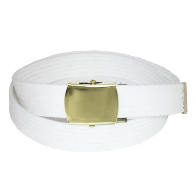 Ctm Big & Tall Ribbed Fabric Belt With Brass Tone Buckle In White